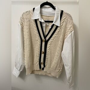Anthropologie Maeve Pointelle Twofer cardigan, size medium